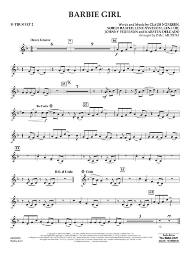 Barbie Girl (arr. Paul Murtha) - Bb Trumpet 2