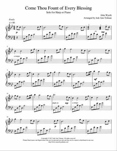 Come Thou Fount of Every Blessing, Harp Solo