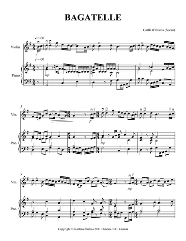 BAGETELLE FOR VIOLIN AND PIANO