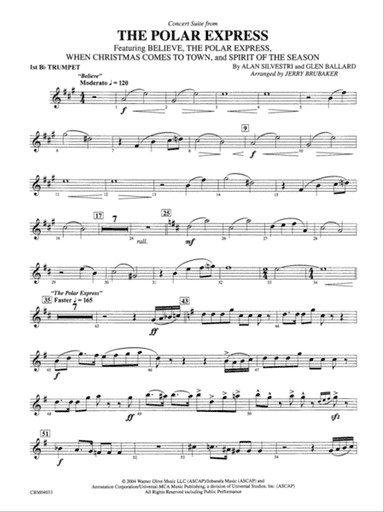 The Polar Express, Concert Suite from: 1st B-flat Trumpet