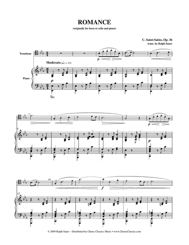 Romance, Opus 36 for Trombone & Piano