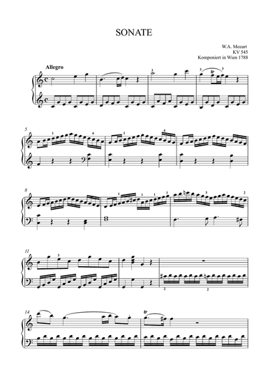 Sonata in C Major K.545 (Allegro)