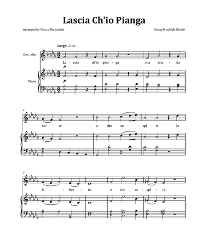 Lascia Ch'io Pianga by Händel - Contralto & Piano in D-flat Major