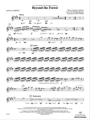 Beyond the Forest (from The Hobbit: The Desolation of Smaug): 1st B-flat Clarinet