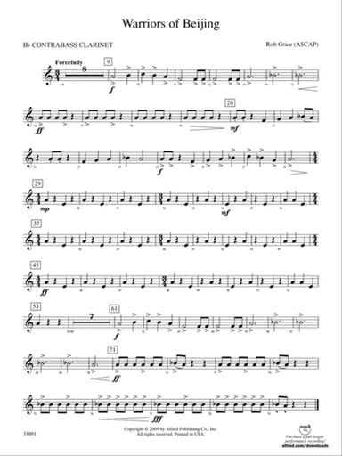 Warriors of Beijing: (wp) B-flat Contrabass Clarinet