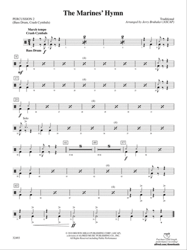 The Marines' Hymn: 2nd Percussion