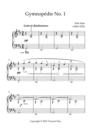Satie - Gynopedie No.1(With Note name)
