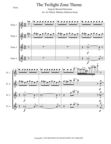 Twilight Zone Theme - Score Only