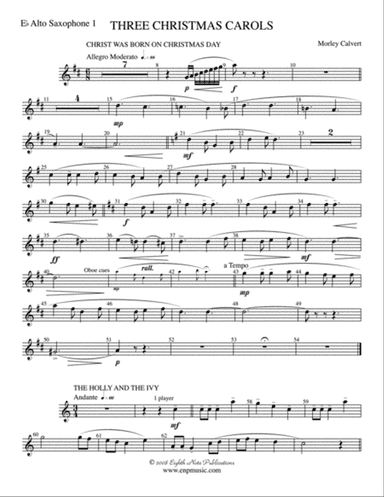 Three Christmas Carols: E-flat Alto Saxophone
