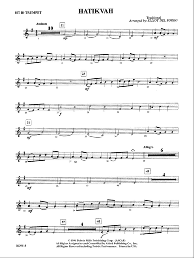 Hatikvah: 1st B-flat Trumpet