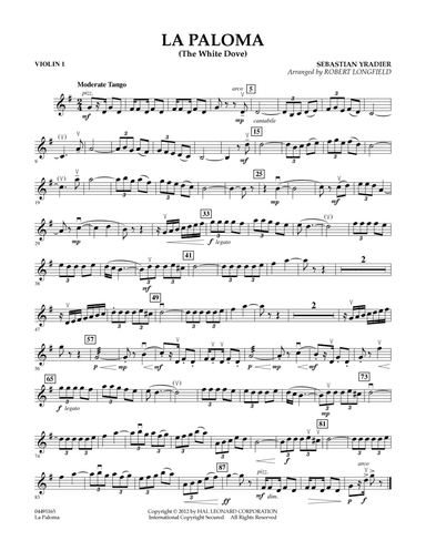 La Paloma (The White Dove) - Violin 1
