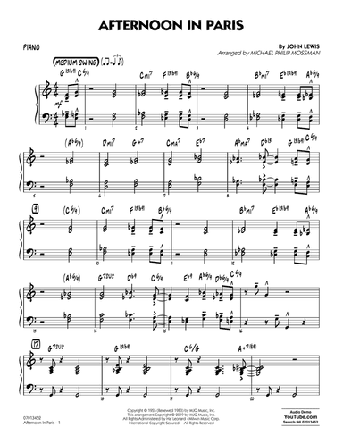 Afternoon in Paris (arr. Michael Philip Mossman) - Piano