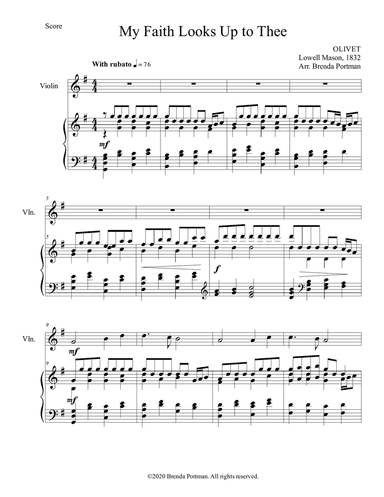 My Faith Looks Up to Thee (violin/piano), arr. Brenda Portman