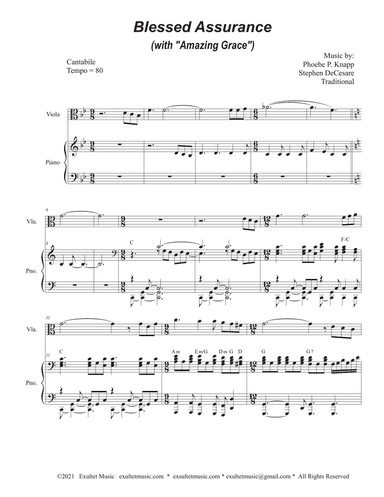 Blessed Assurance (with "Amazing Grace") (Viola solo and Piano)