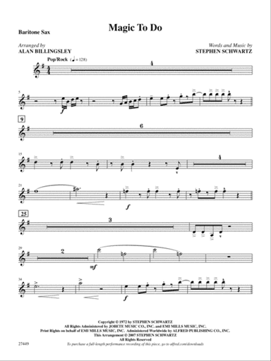 Magic to Do (from Pippin): E-flat Baritone Saxophone