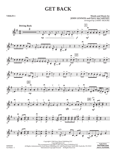 Get Back (arr. Larry Moore) - Violin 1