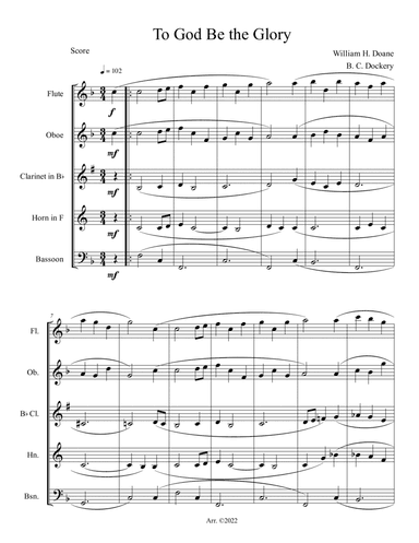 To God Be the Glory (Woodwind Quintet)