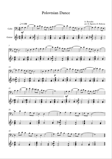 Polovtsian Dance, Alexander Borodin, For Cello & Guitar