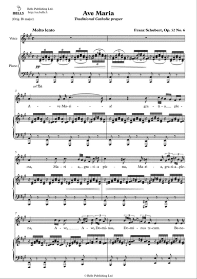 Ave Maria, Op. 52 No. 6 (Latin version) (A Major)