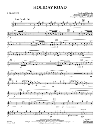 Holiday Road (from National Lampoon's Vacation) (arr. Michael Brown) - Bb Clarinet 3