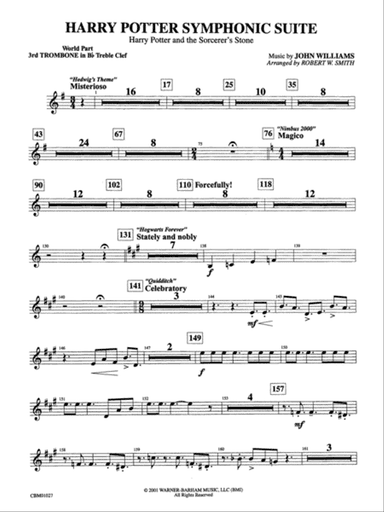 Harry Potter Symphonic Suite: (wp) 3rd B-flat Trombone T.C.