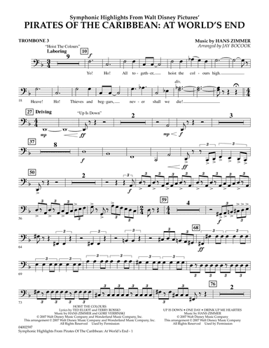 Highlights from Pirates of the Caribbean: At World's End (arr. Jay Bocook) - Trombone 3