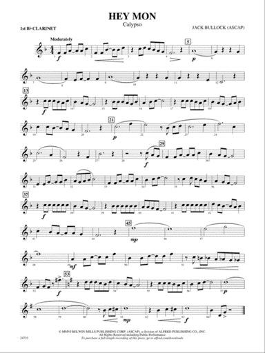 Hey Mon (Calypso): 1st B-flat Clarinet