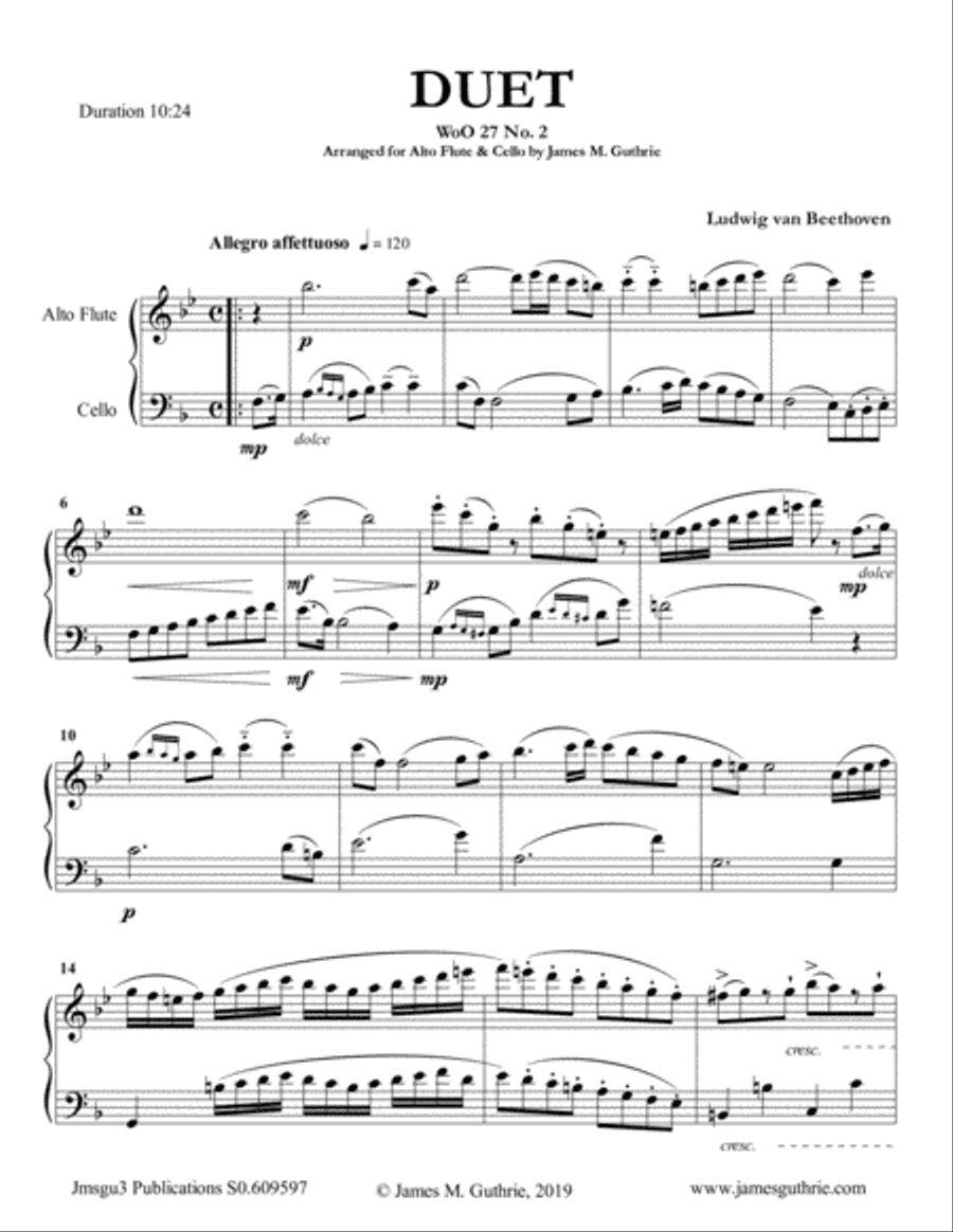 Beethoven: Duet WoO 27 No. 2 for Alto Flute & Cello