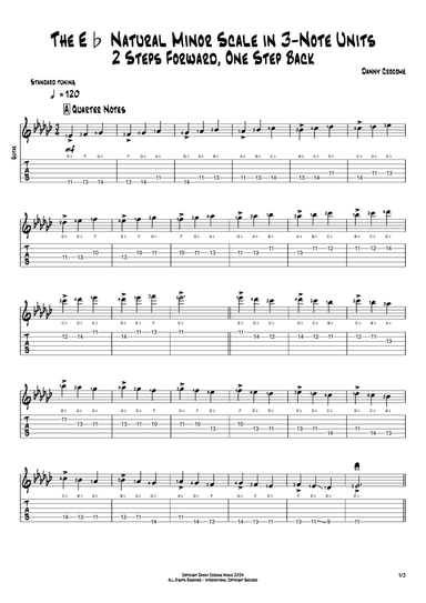 The Eb Natural Minor Scale in 3-Note Units (2 Steps Forward, One Step Back)