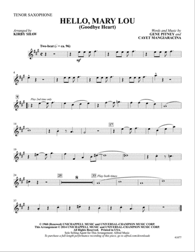Hello, Mary Lou: Tenor Saxophone