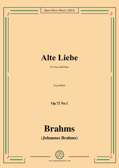 Brahms-Alte Liebe,Op.72 No.1 in g minor