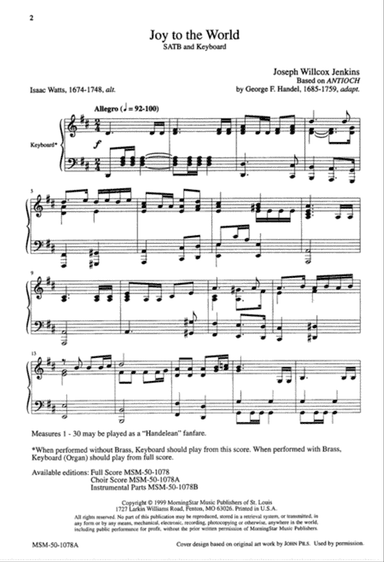 Joy to the World (Downloadable Choral Score)