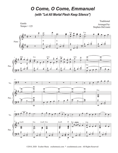 O Come, O Come, Emmanuel (with "Let All Mortal Flesh Keep Silence") (Cello solo and Piano)