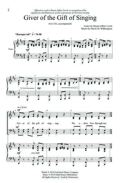 Giver Of The Gift Of Singing