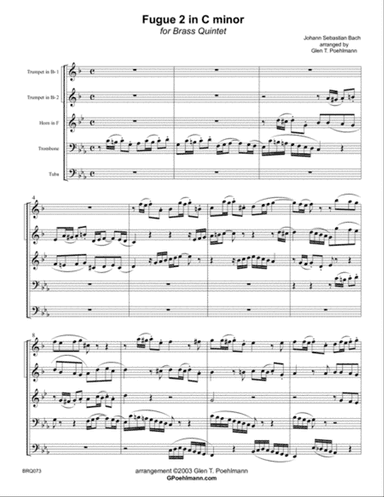 FUGUE #2 IN C MINOR (J.S. Bach) for BRASS QUINTET
