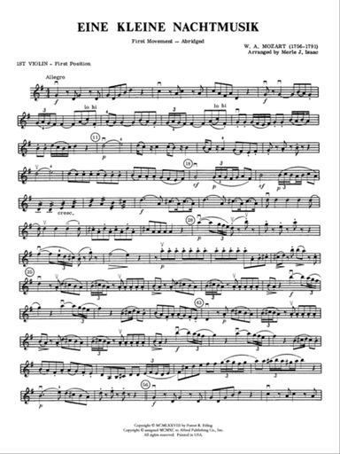 Eine Kleine Nachtmusik, 1st Movement: 1st Violin