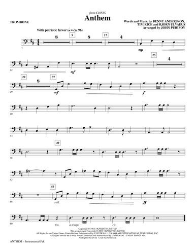 Anthem (from Chess) - Trombone