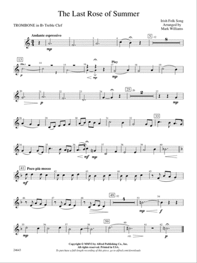 The Last Rose of Summer: (wp) 1st B-flat Trombone T.C.