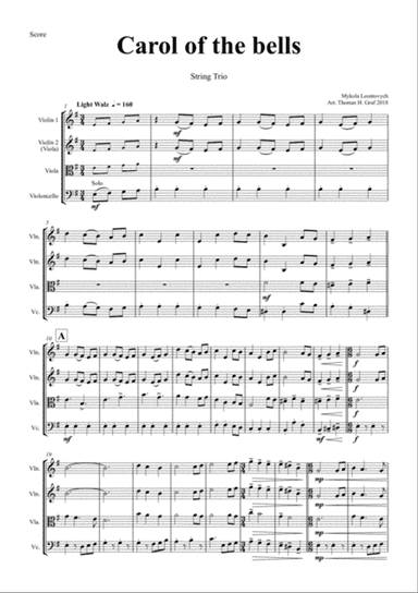 Carol of the Bells - Pentatonix style - String Trio