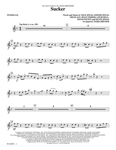 Sucker (arr. Mark Brymer) - Tenor Saxophone