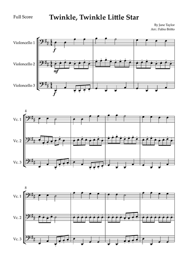 Twinkle, Twinkle Little Star for Cello Trio