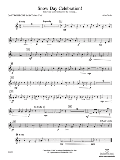 Snow Day Celebration!: (wp) 2nd B-flat Trombone T.C.