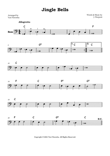 Jingle Bells - Melody for Bass in C