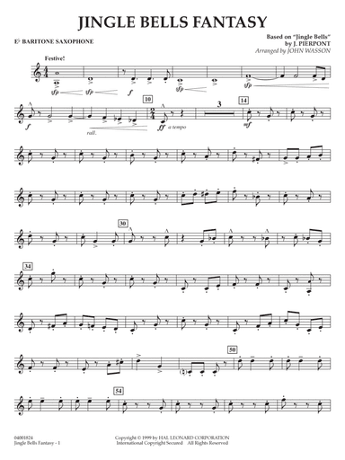 Jingle Bells Fantasy - Eb Baritone Saxophone
