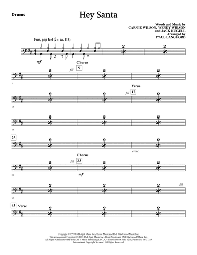 Hey Santa (arr. Paul Langford) - Drums