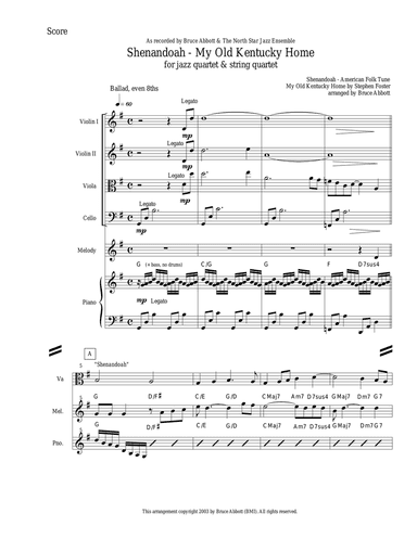 Shenandoah - My Old Kentucky Home (for jazz combo and strings)
