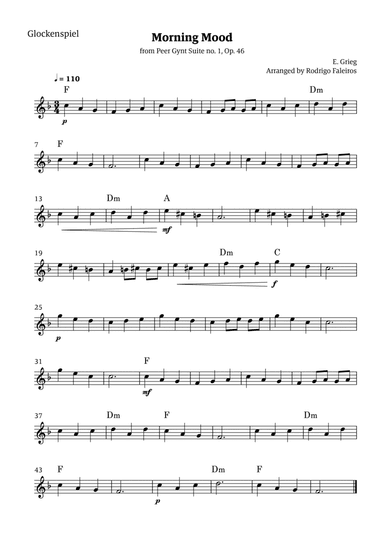 Morning Mood (solo glockenspiel - level 3 - with chords)