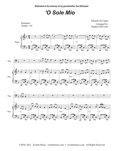 O Sole Mio (Trombone solo and Piano)