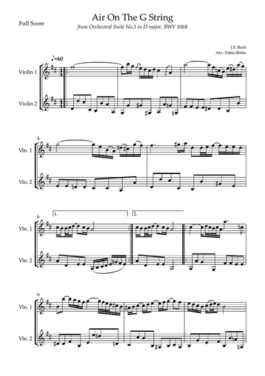 Air On The G String (J.S. Bach) for Violin Duo