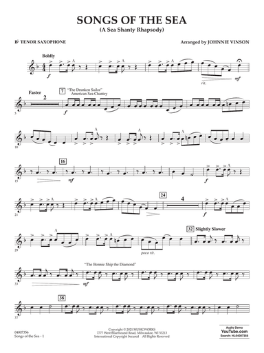 Songs of the Sea (A Sea Shanty Rhapsody) - Bb Tenor Saxophone